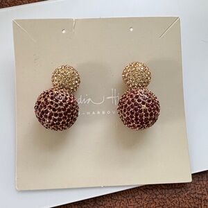 India Hicks Gold and Burgundy Beaded Earrings